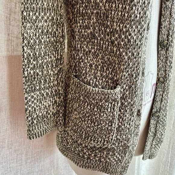 Vintage Jones New York 100% mercerized cotton cardigan sage green & beige - Picture 6 of 10